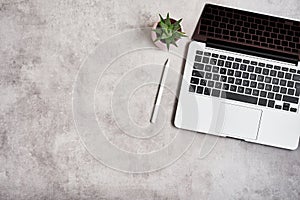 Flat lay photo of office table