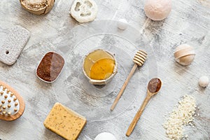 Flat lay photo . Spa-still life of skin care items