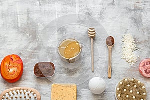 Flat lay photo . Spa-still life of skin care items