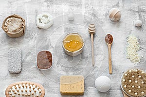 Flat lay photo . Spa-still life of skin care items