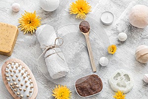 Flat lay photo . Spa-still life of skin care items