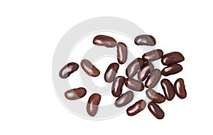 Flat lay red beans or kidney beans isolated on white background