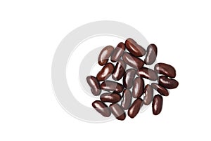 Flat lay red beans or kidney beans isolated on white background