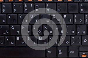 Flat lay russian black keyboard.
