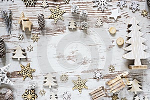 Flat Lay, Rustic Christmas Decoration, Copy Space