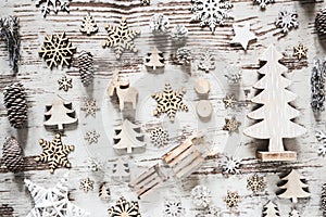 Flat Lay With Rustic White Christmas Decoration