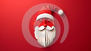 Flat Lay Santa Claus face paper cut