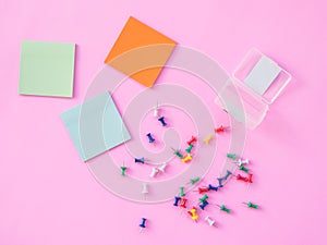 Flat Lay Stationary on Pink background