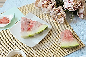 Flat lay, summer, work, freelance, watermelon