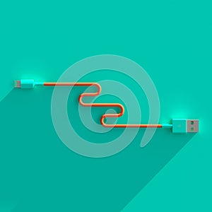 Flat lay usb connection cable