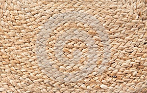 Flat lay view of natural color braided jute (Corchorus olitorius and Corchorus capsularis)material.