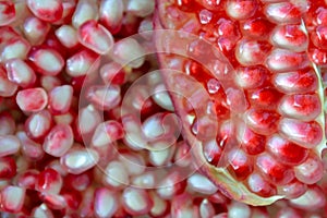 Flat lay view of PomegranateFruit seeds photo