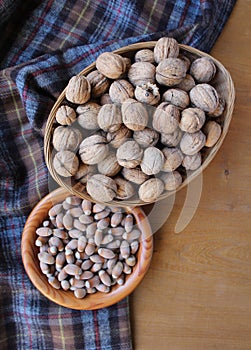 Flat Lay Walnuts and Hazelnuts Natural Food