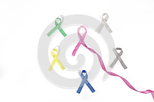 Flat layout of structured colorful ribbons
