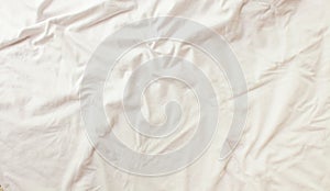 Flat layout white background. Modern minimal background with fabric texture and folds of cotton fabric. Top view