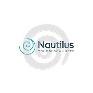 Flat letter mark NAUTILUS rotation logo design