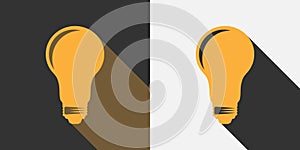 flat light bulb icon with drop shadow