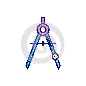 Flat Line Art Compass Icon for Math and Geometry Lessons photo