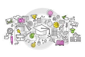 Flat line art design of Education concept