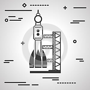 Flat Line art design graphic image concept of black launch site