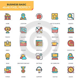 Flat line basic icons set for website and mobile site and apps.