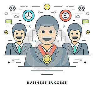 Flat line Business Concept Vector illustration. Modern thin linear stroke vector icons.