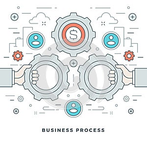 Flat line Business Process Concept Vector illustration.