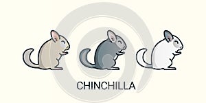 Flat line chinchilla pets icons photo