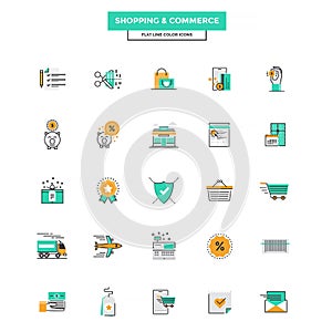 Flat Line Color Icons- Shopping and commerce