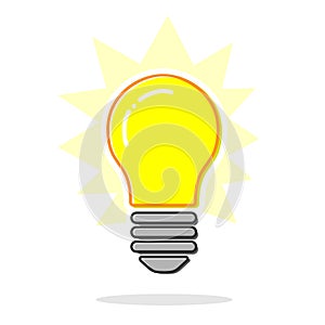 Flat line concept light bulb icon. Vector