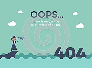 Flat line concept for page not found 404 error. Vector illustration background with a pirate sailing in the sea