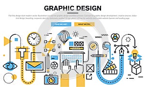 Flat line design concept for graphic design workflow process