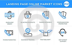 Flat line design concept icons for online shopping, website banner and landing page