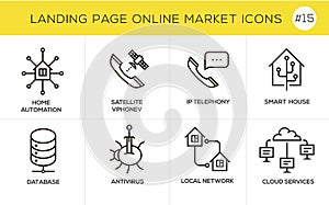 Flat line design concept icons for online shopping, website banner and landing page