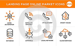 Flat line design concept icons for online shopping, website banner and landing page