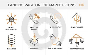 Flat line design concept icons for online shopping, website banner and landing page