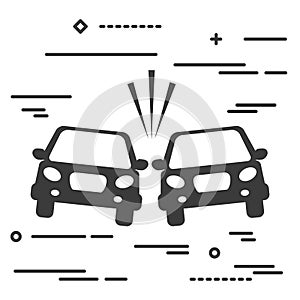 Flat Line design graphic image concept of car crash vector illus