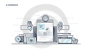 Flat Line Design Header - E-Commerce