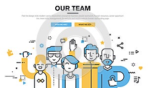 Flat line design style modern vector illustration concept for business people teamwork