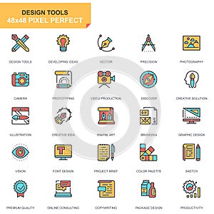 Flat line design tools icons set for website and mobile site and apps.