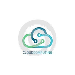 Flat line design web banners for cloud computing services and technology