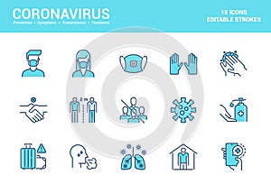 Flat line filed icons design-Coronavirus