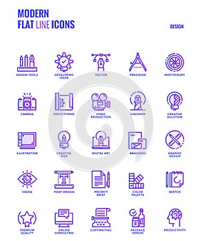 Flat line gradient icons design-Graphic design