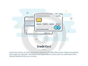 Flat line icon concept of Credit or Debit Card. vector illustration