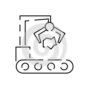 Flat line icon for green eco packaging, Vector illustration of recycle material mark sign