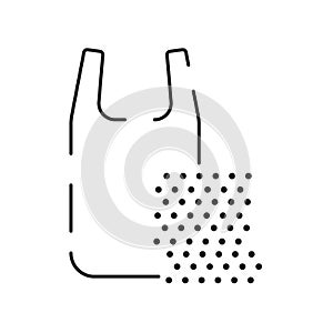 Flat line icon for green eco packaging, Vector illustration of recycle material mark sign shpping bag market photo