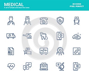 Flat line icons design-Medical