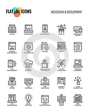 Flat line icons design-Web Design and Development