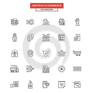 Flat Line Icons- Shopping and commerce