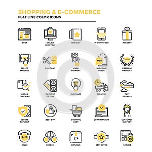 Flat Line Icons- Shopping and E commerce